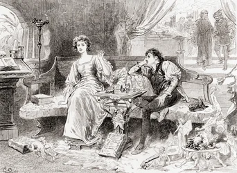 Scène de la pièce de William Shakespeare, La Tempête, Acte V, Scène 1, de Les Œuvres de William Shakespeare, publié en 1896